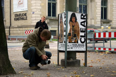 Christian beim Filmen in Karlsruhe